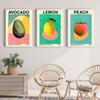 Retro Vegetable Fruit Kitchen Poster Onion Garlic Peach Bauhaus Inspired Botanical Print Canvas Painting Dinning Room Wall Decor