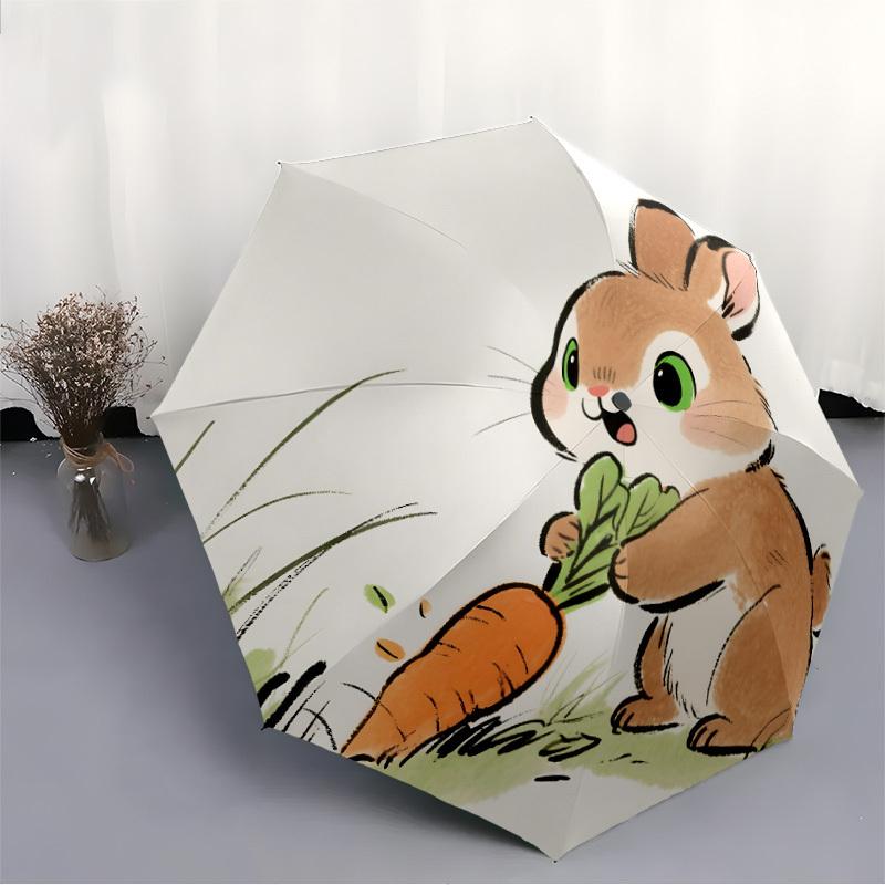 1pc Bunny Carrot Automatic Open/Close Umbrella Compact Folding Umbrella, All-Season Portable Umbrella for Women/Men F1124136