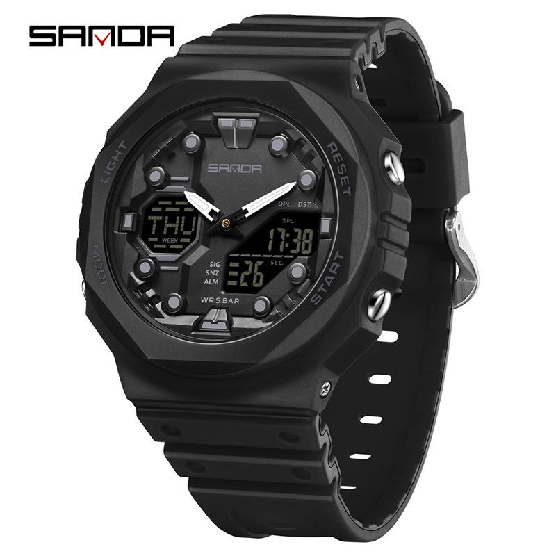 Sanda Dual Display Koreanischer Stil Wasserdicht Multifunktionale Studentenuhr