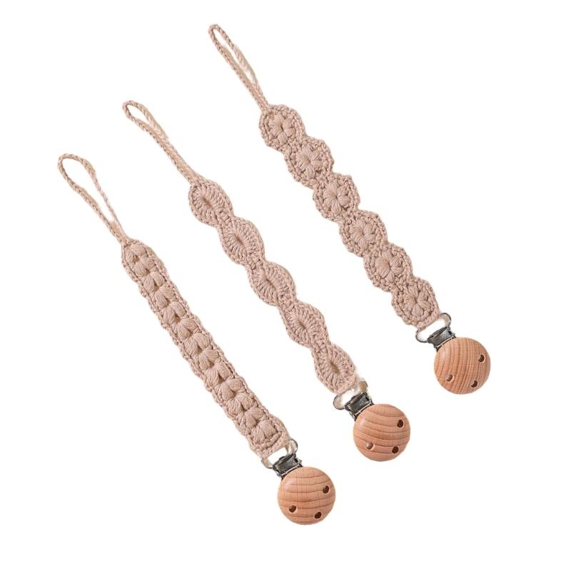 3pcs Newborns Dummy Chain Baby Soother Chain Pacifier Holder Woven Dummy Clip Toddlers Infant Pacifier Strap Baby Supply