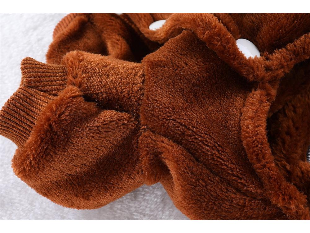 Verdickter Flanell Vierbeinige Haustierkleidung für Herbst/Winter - Anleinbar, Ohne Kapuze, Passt Hunden und Katzen