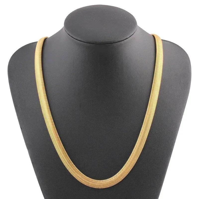 

1 Pcs Simple Fashion Trend Metal Necklace Neck Chain Hip Hop Clavicle Flat Snake Bone Chain Mens Jewelry Accessories Gift NEW 1