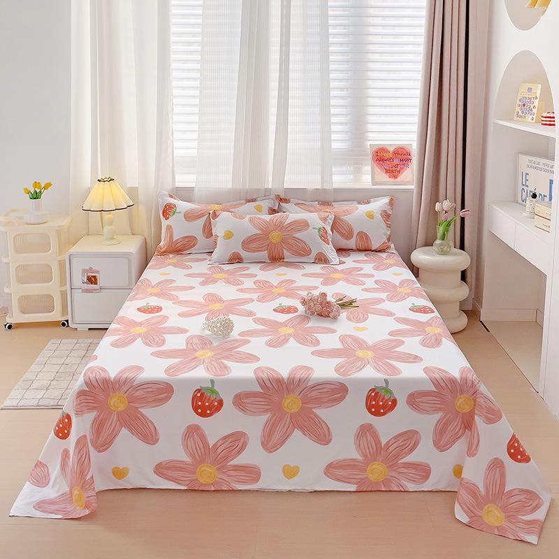 Ins Einzelprodukt einfache gewaschene Baumwolle Einzelstück Bettlaken hautfreundliches Schleifen Studentenwohnheim Einzeldecke dreiteiliges Set Großhandel