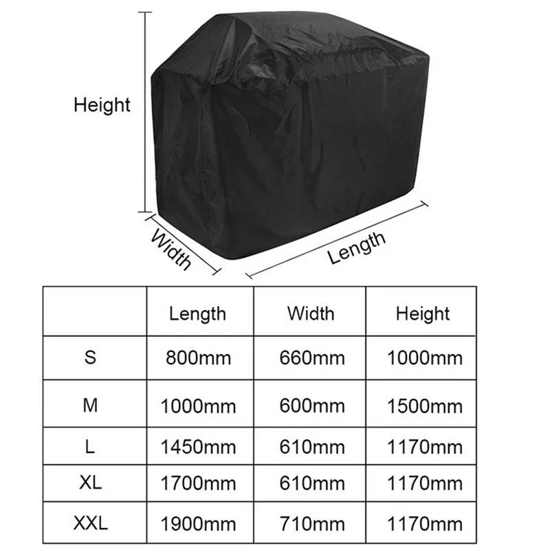 Black Waterproof BBQ Cover Outdoor Barbecue Protection Heavy Duty Anti Dust Rain Barbeque Gas Grill Protective Cover SKFJ001