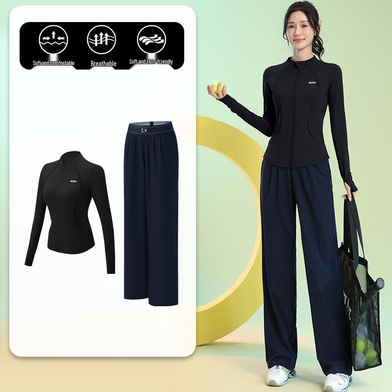 Women's Quick-Dry Long Sleeve Fitness Set for Badminton, Running, and Outdoor Sports - Autumn/Winter Collection
