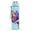 1PC Colorful Butterfly On Purple Flower Print 750ml Color Plastic Sports Water Bottle Leakproof Flip Straw Lid Suitable for Sports Office Home Use