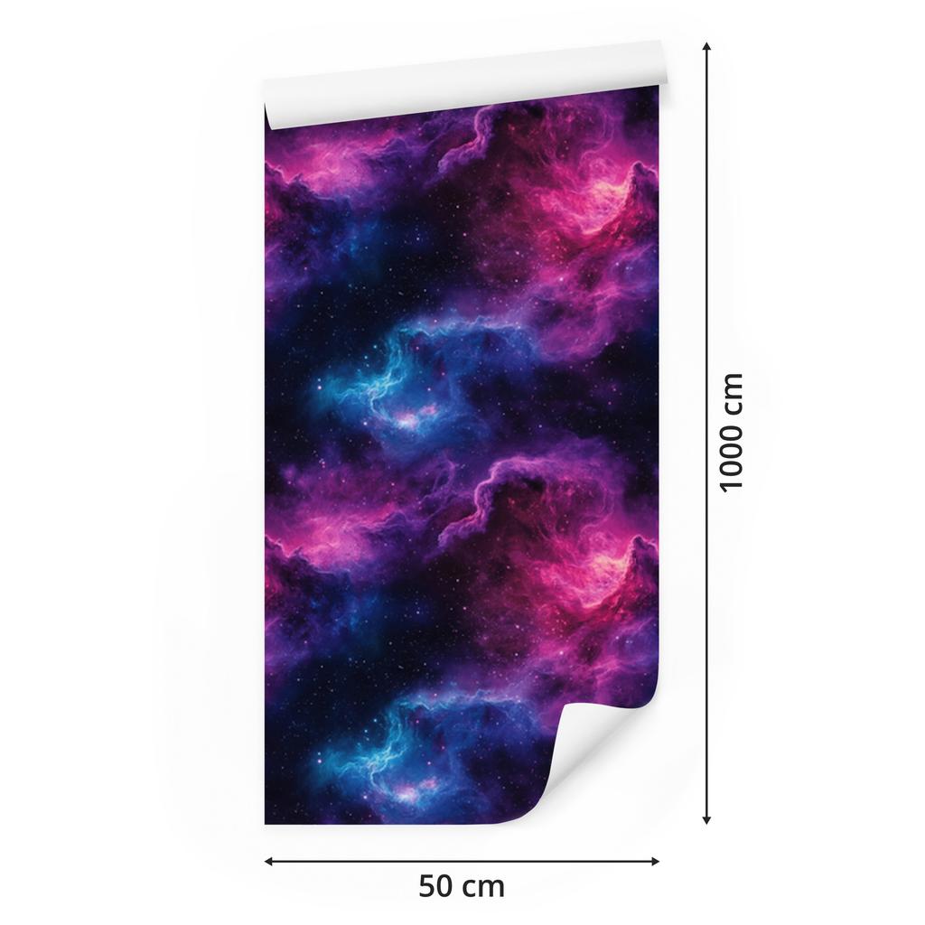 Watercolor Galaxy Wallpaper, Navy Blue and Violet, Plum Background, 50x1000