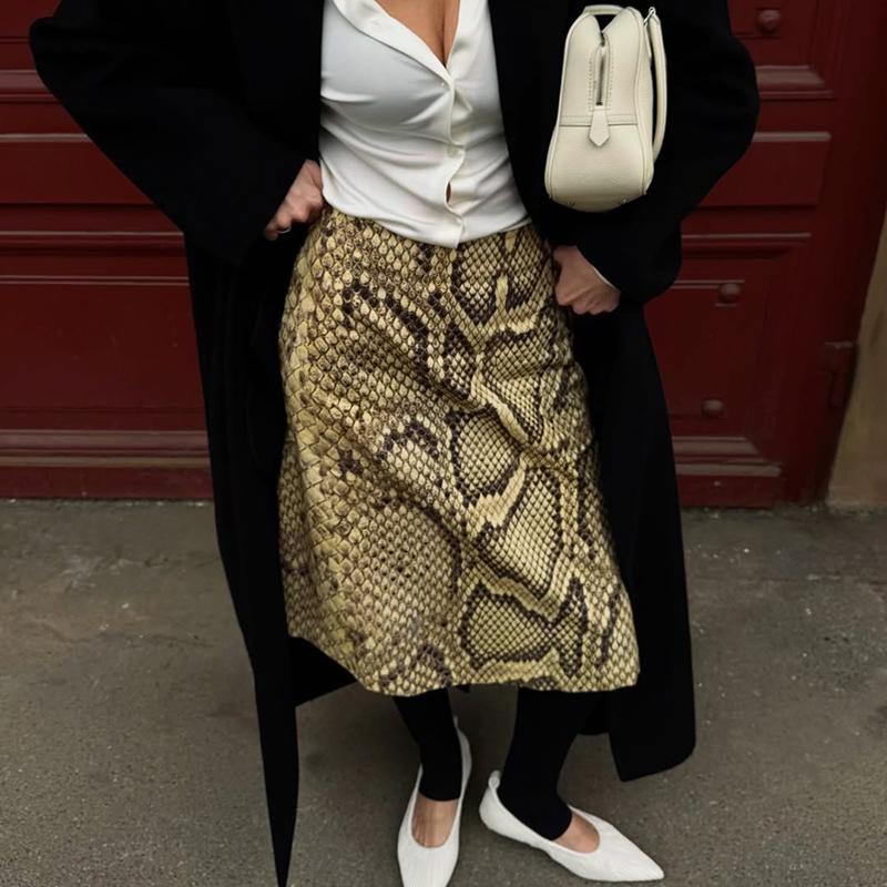 Snake Printed Straight Skirt For women High Waist Loose Long Skirt Ins Hot Streetwear Female Skirt Summer New 2026