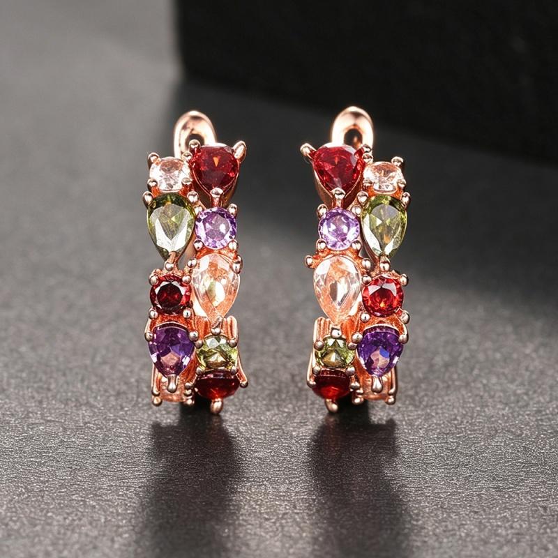 Xiaomi Huitan Luxury Trendy Women's Hoop Earrings with Waterdrop Blue/Green Cubic Zirconia Wedding Party Temperament Female Jewelry