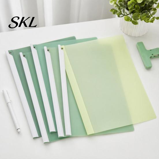 Office Document Holder 5PCS Side Opening File Folder, with Rotating Sliding Bar, Lightweight Easy Add Remove Paper Folder Durable PP Gradient