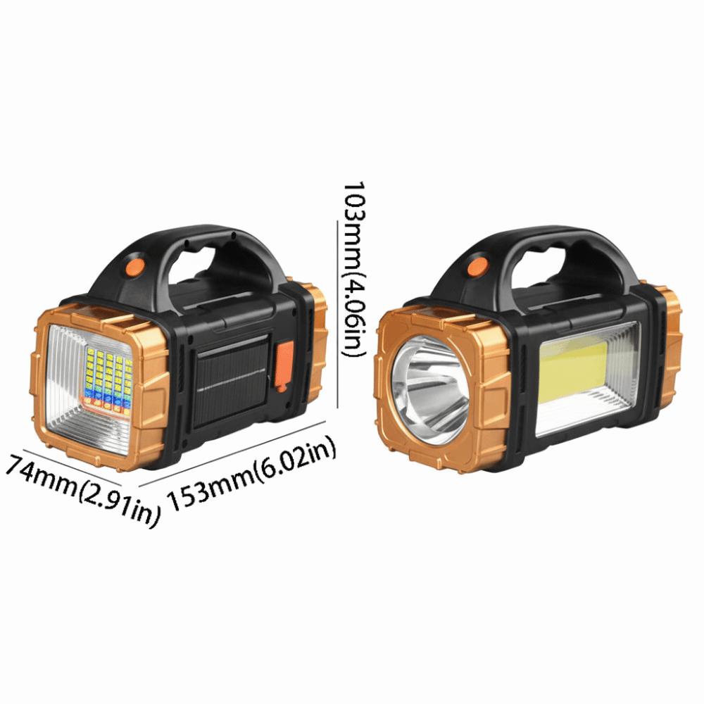 Solar Rechargeable LED Flashlight USB Rechargeable Portable Searchlight  Emergency Use