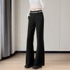 Tachi Women's Contrast Lace Trim Micro-Flared Casual Pants