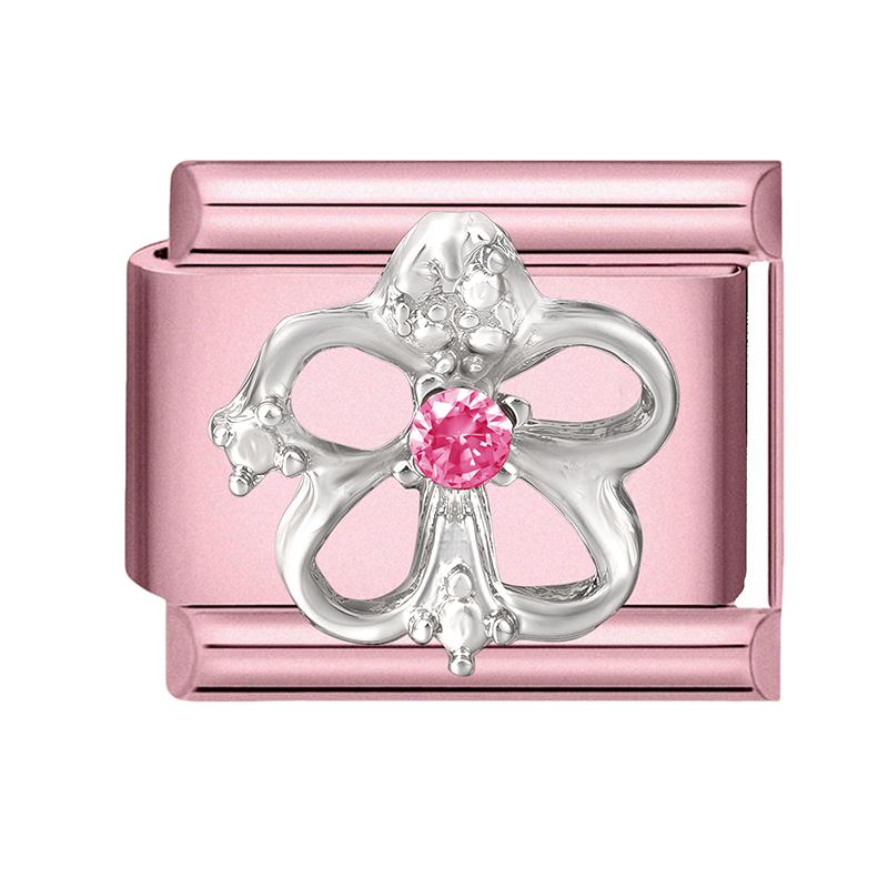Fashion Zircon Pink Butterfly Star Bow Flower Rabbit Italian Charm Links Fit 9MM Stainless Steel Bracelet Women DIY Making Gift