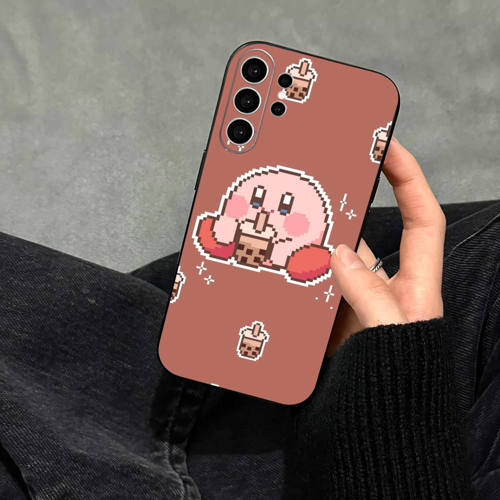 Cartoon Pink Pixel K-Kirbys-KK Phone Case For Samsung S25,S24,S21,S22,S23,S30,Ultra,S20,Plus,Fe,Soft Silicone Black Cover