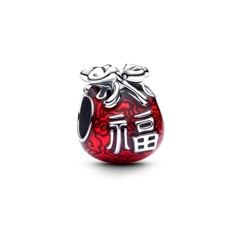 NEW Sparkling Red Series Charm Bead Clip Fit Original Silver Bracelet DIY Jewelry Christmas Gift Reindeer Motorcycle Dangle