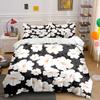 White Flowers On Dark Background Print Bedding Set 1 Duvet Cover 2 Pillowcases for Adult and Children Luxury Gift Full Size