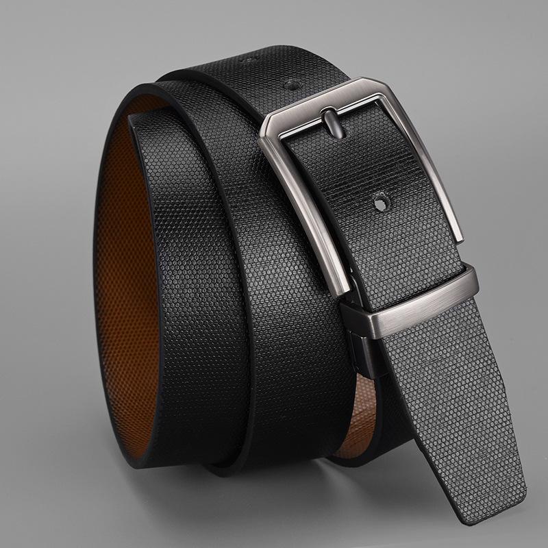 [Dostępny dwustronny] Pasek męski PU obrotowa główka z guzikiem biznesowy casual dekoracja spodnie garniturowe pasek młodzieżowy