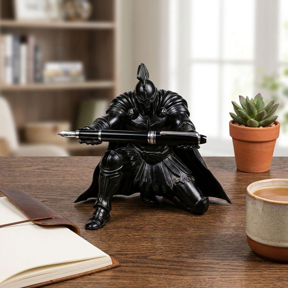 3D Printed Warrior Pen Holder Plastic Figurine Fountain Pen Holder Home Office