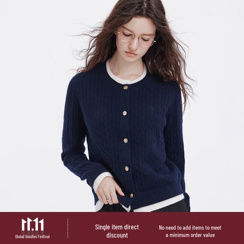 Giovanni Valentino Women's 100% Wool Faux Two-Piece Knit Cardigan