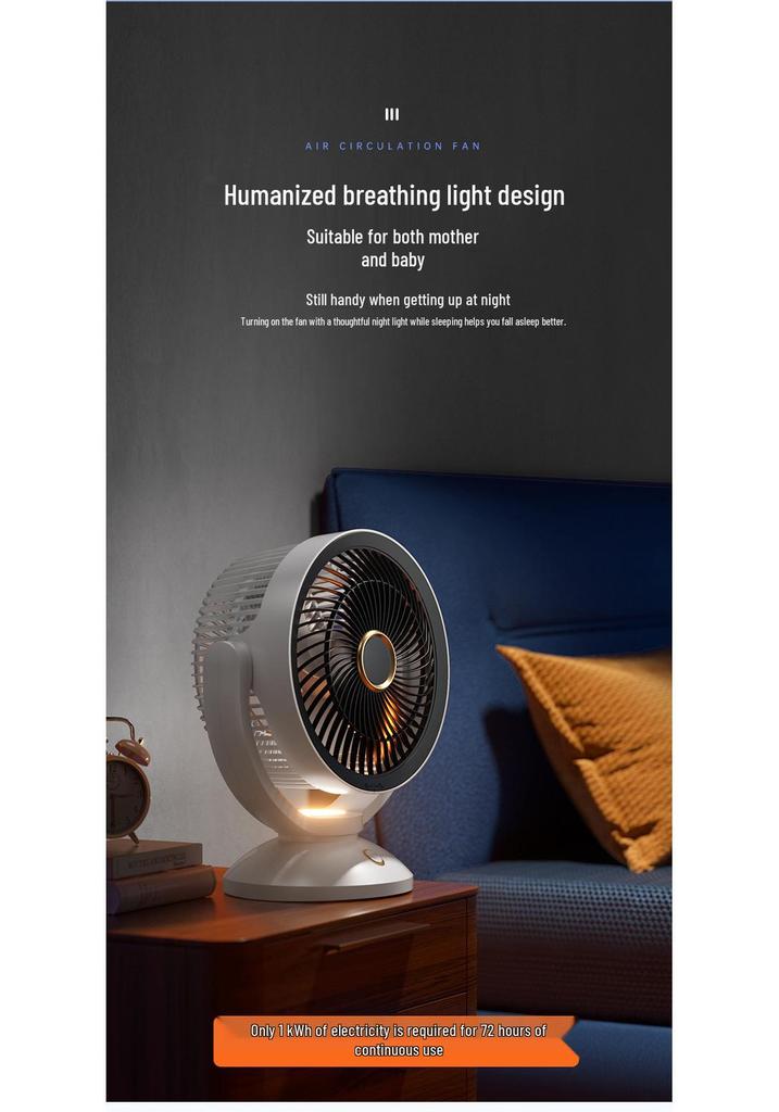 Rechargeable High-Power Desktop Circulating Fan for Student Dorms and Bedrooms