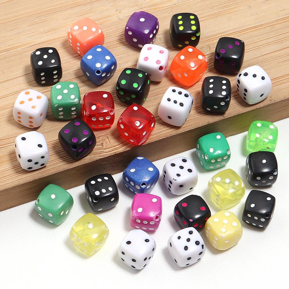 50pcs/lot 8mm Square Acrylic Dice Beads Colorful Loose Spacer Cube Beads For Jewelry Making DIY Phone Chain Bracelet Accessories