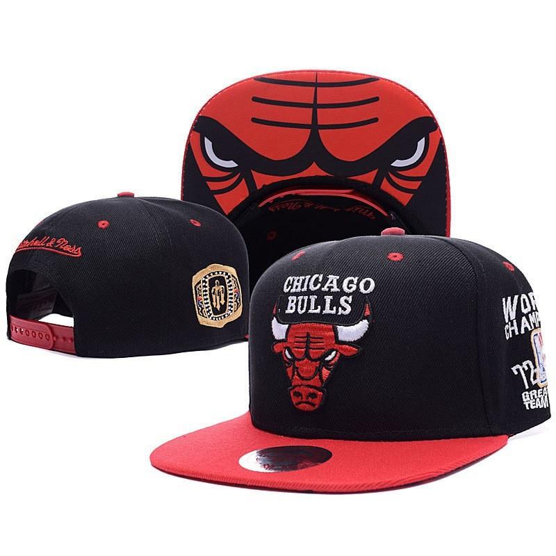 Flat Brim Embroidered Baseball Cap Adjustable Sport Sun Hat Bulls Team