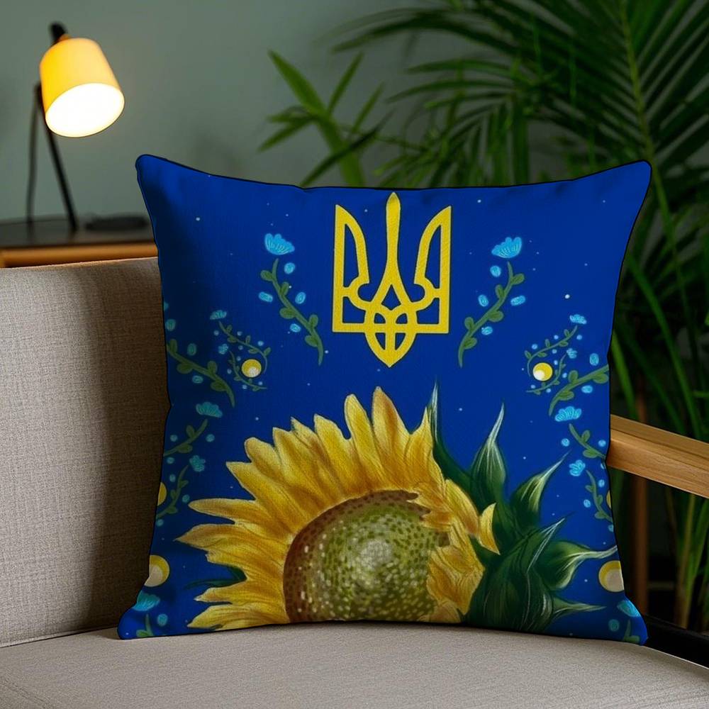 Ukraine Flag Aesthetic Pillow Case Sofa Short Plush Double-Sided Hd Printing Room Home Office Gift Cushion Cover