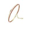 Double Layer Red Cord Bracelet Women Minimalist Boho Style Stackable Woven Copper Charm Jewelry