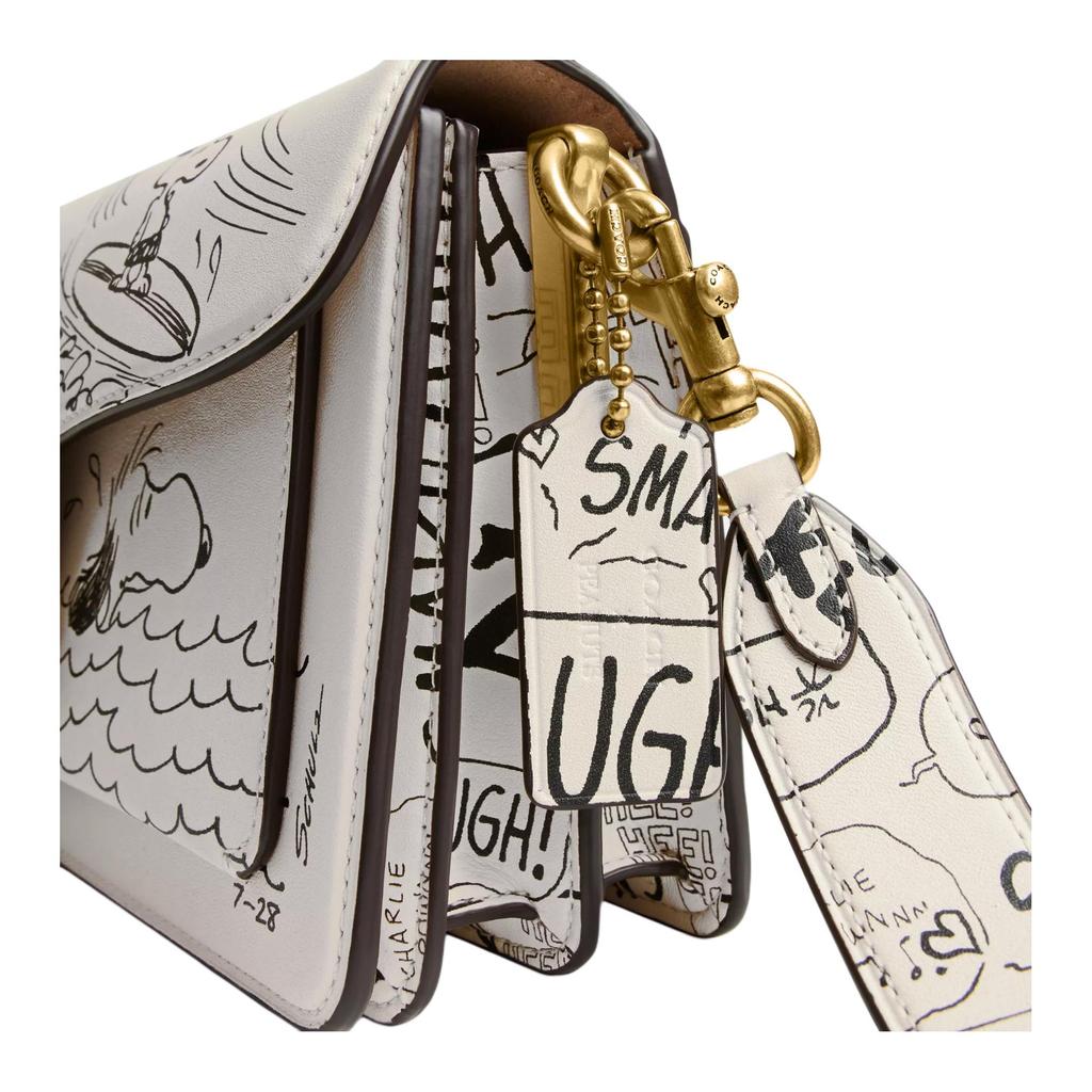Coach X Peanuts Snoopy Collaboration Tabby 26 Logo Pattern Printed Leather Handbag Women Handbags Chalk-White CCB04-B4CAH