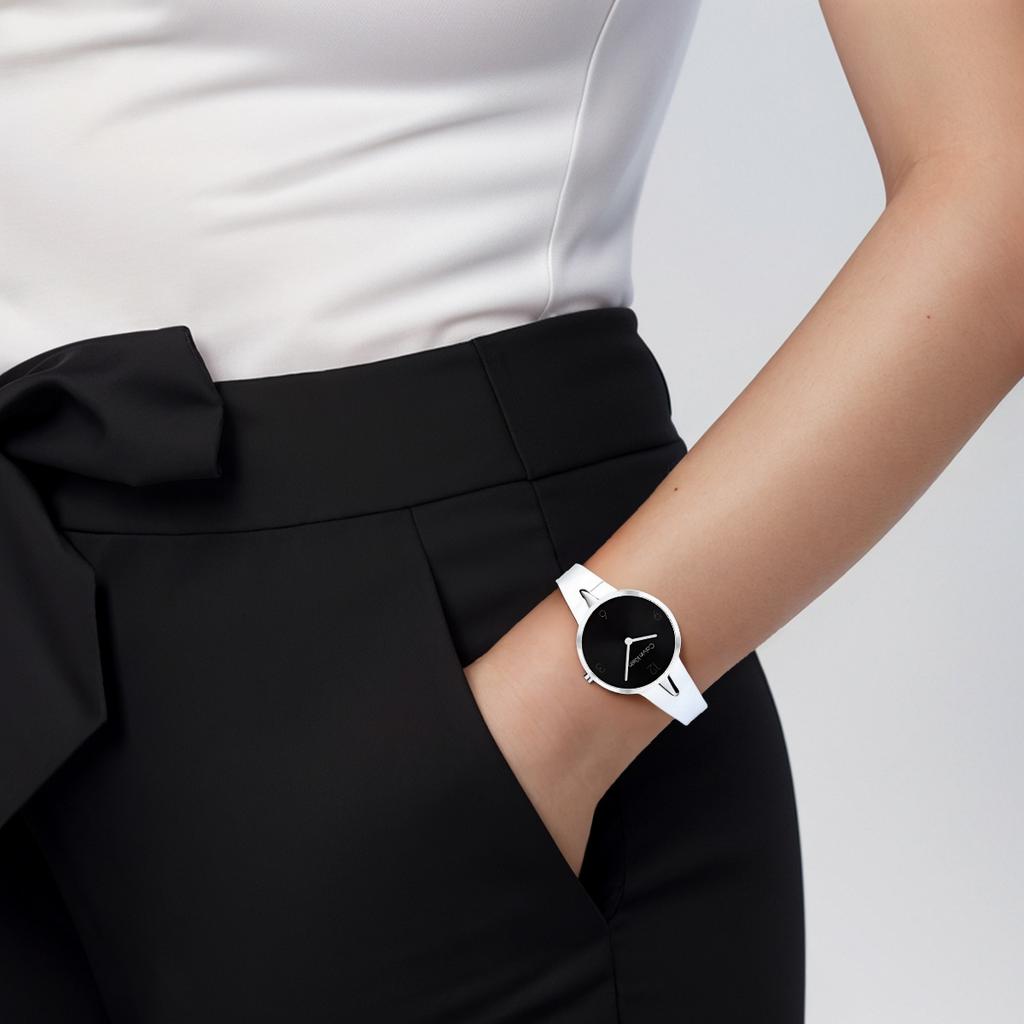 Calvin Klein Fashion Series Watch Quartz Movement Steel Strap 30Mm Black Dial Women watches 25100026