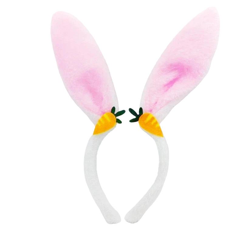 Neue Osterhasenohr-Haarbänder Plüsch-Hasenohren Karotten-Haarband Party Cosplay Kostüm Kopfschmuck Gesichtswasch-Haar-Accessoires Geschenk