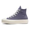 Converse Chuck Taylor All Star Lift Platform Pearls & Studs Fashionable Versatile High-top Canvas Shoes for Women Purple