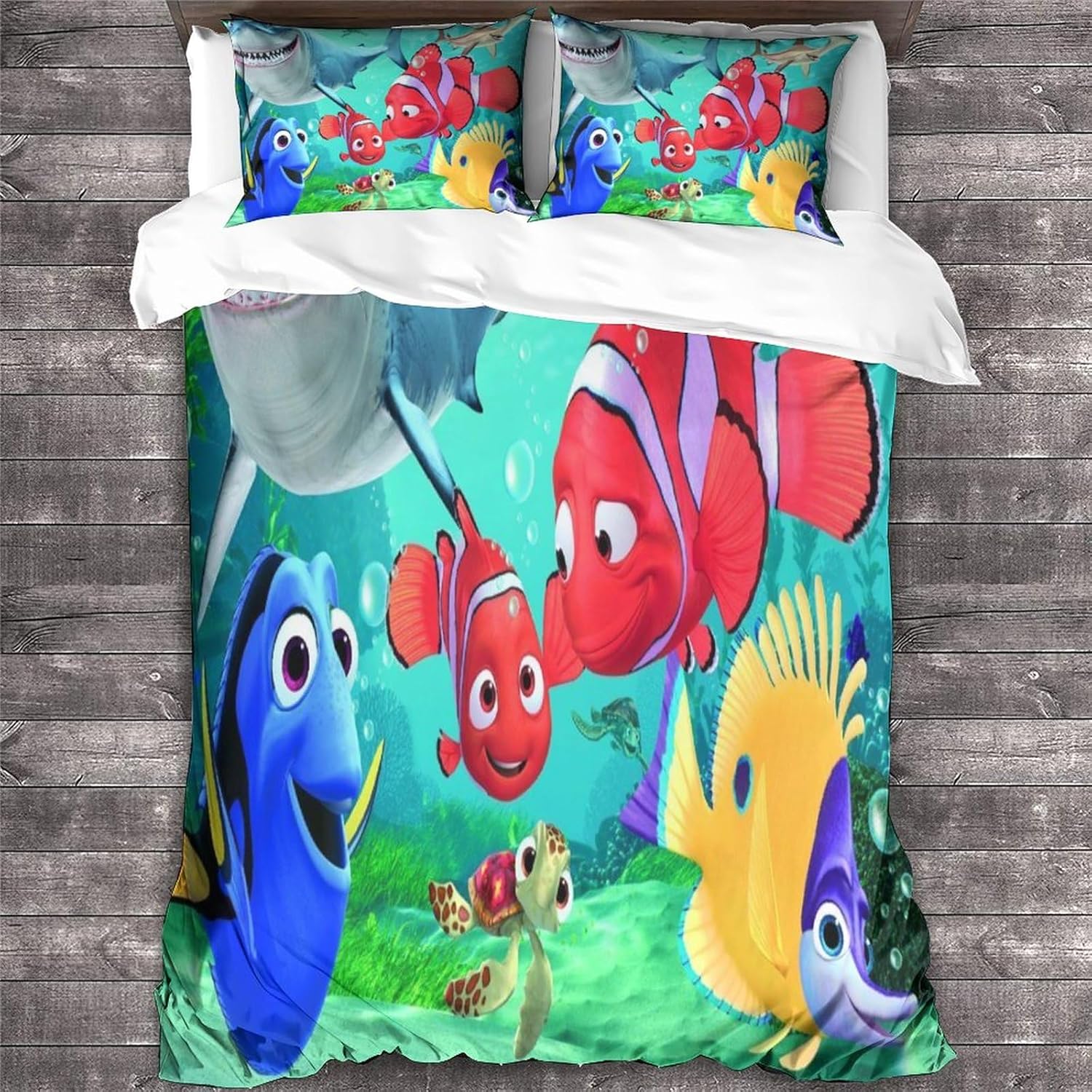Óceán Animáció 3D Nyomtatott Rajzfilm Paplanhuzat Szett 3 Részes Ultra Puha Mikroszálas Paplanhuzat Cipzárral 100×135cm&Duvet Cover