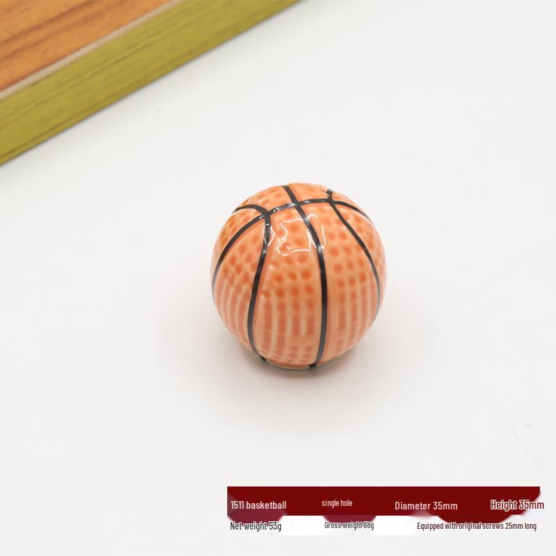 Kreskówkowy Uchwyt do Szafki z Piłkami Sportowymi - Ceramiczna Okrągła Gałka do Szuflad i Drzwi