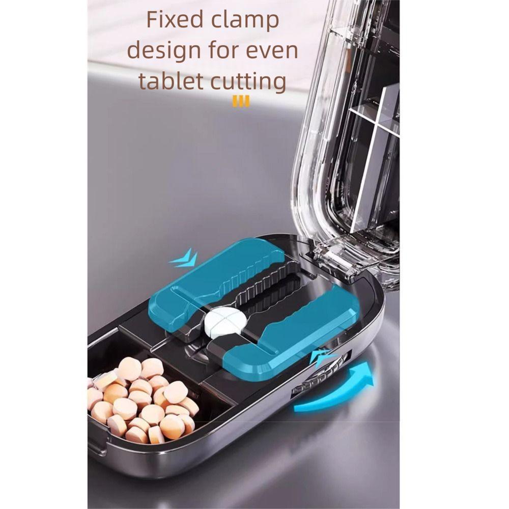 Dustproof 2 in 1 Pill Storage Box Precise Cutting Medicine Divider Case  Small Medicine