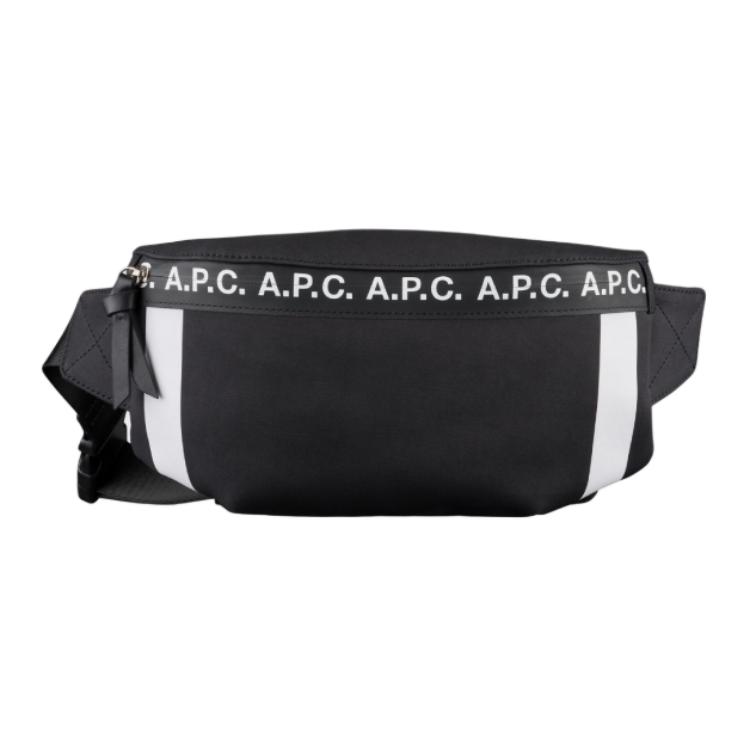 

A.P.C Logo Decorative Zipper Closure Cotton Waist Bag Men waist bag Black COEAKH62130LZZ Basic Set (Bag+Dust Bag)