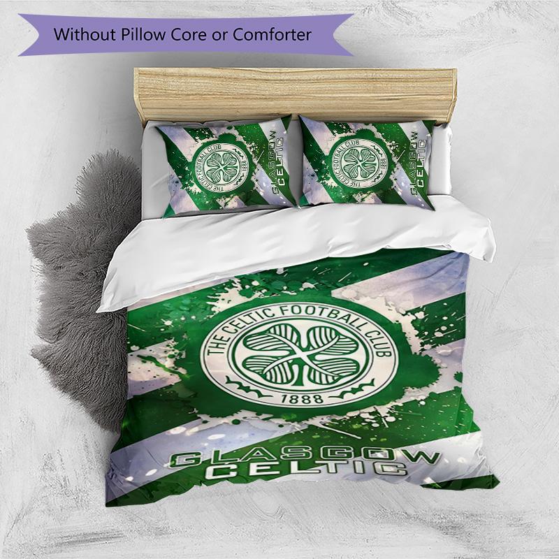 Celtic FC 3-częściowy komplet pościeli Poszewka na kołdrę Zapięcie Zawiera 1 poszewkę na kołdrę i 2 poszewki na poduszki na wszystkie pory roku Dekoracja sypialni, domu, akademika