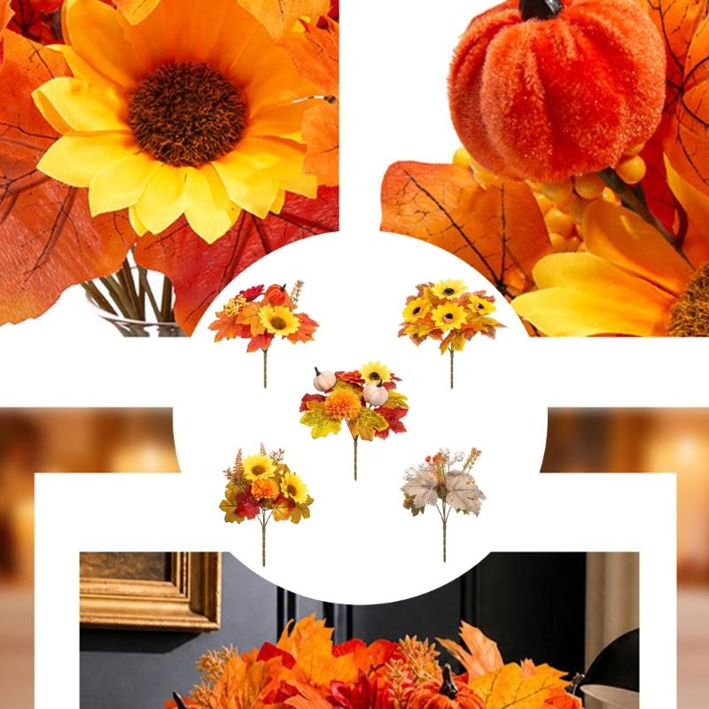 Seasonal Harvest Stem for Fall Vase Styling, Artificial Arrangement Piece for Table Display and Holiday Hosting
