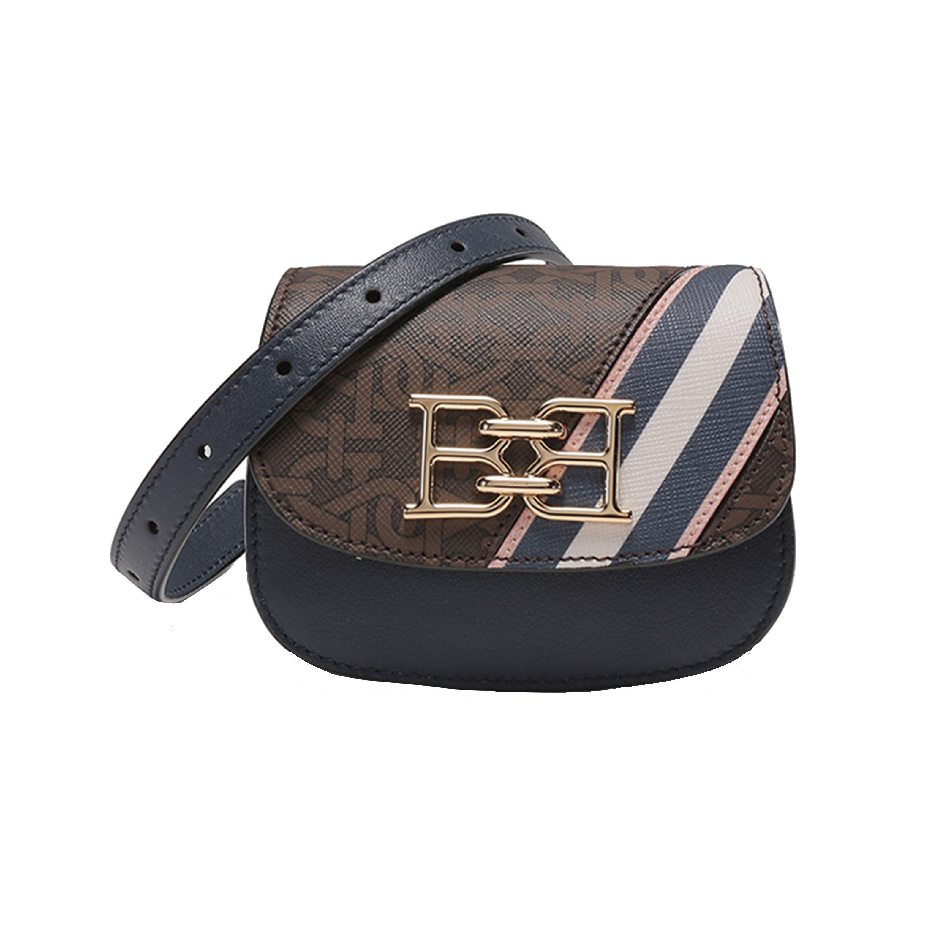 

Bally B-Chain Monogram TPU Crossbody Shoulder Bag Women bags Midnight-Blue Brown 6301931 Basic Set (Bag+Dust Bag)