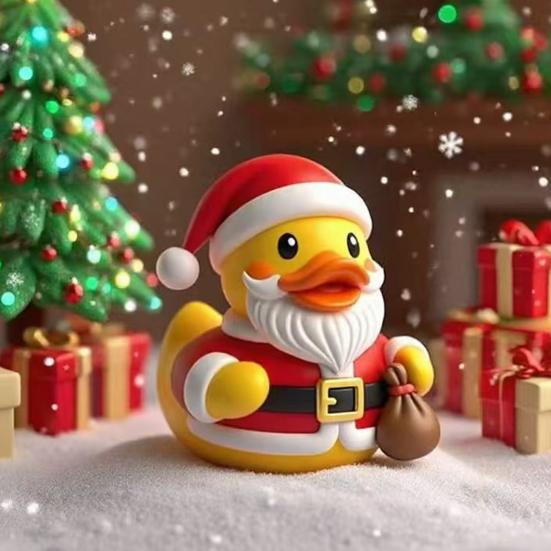 Vánoční kachní figurka Santa Claus Sob Elf Sněhulák Kachní socha Pryskyřičná zvířecí socha Vánoční sváteční párty Stolní dekorace Ozdoba