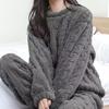 Warm Velvet Ribbed Fleece Pajama Set 2 Piece Women Autumn Pullover And Pants Casual Thicken Lounge Wear