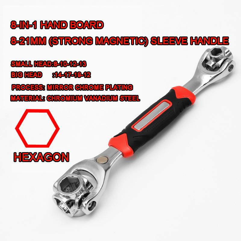 Universal Wrench Tool 52 In 1 360° Multifunctional 8 In 1 Twelve-Angle Socket Car Maintenance Magnetic Repair Hand Multi-tools