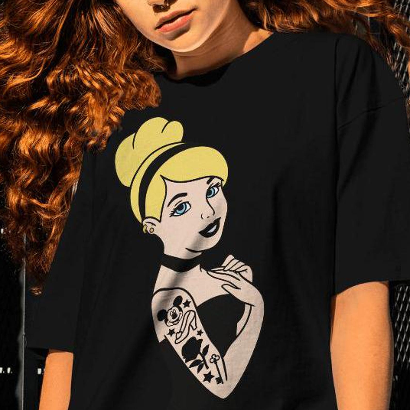 Punk Cinderella Shirt, Tattoo Princess, Gothic Disney Tee S