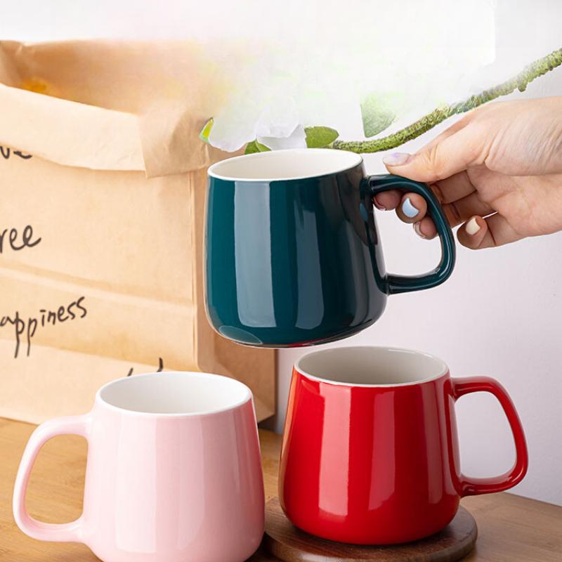 Mug with Lid and Spoon Set Coffee Mug Office Home Ceramic Belly Capacity Men's Drinking Cup Girls