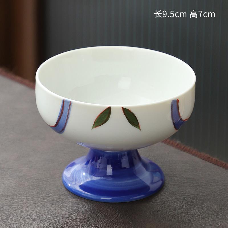 Japanese high foot tea plate Exquisite sacrificial fruit platter Snack Plate Ceramic dessert cup Candy fruit snack Dim sum plate