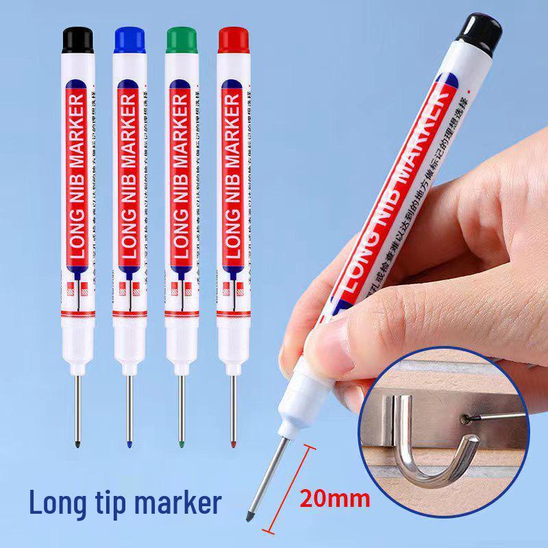 Long-Tip Waterproof Deep Hole Oil-Based Marker for Multi-Purpose Use: Logistics, Bathrooms, Woodworking, Tile