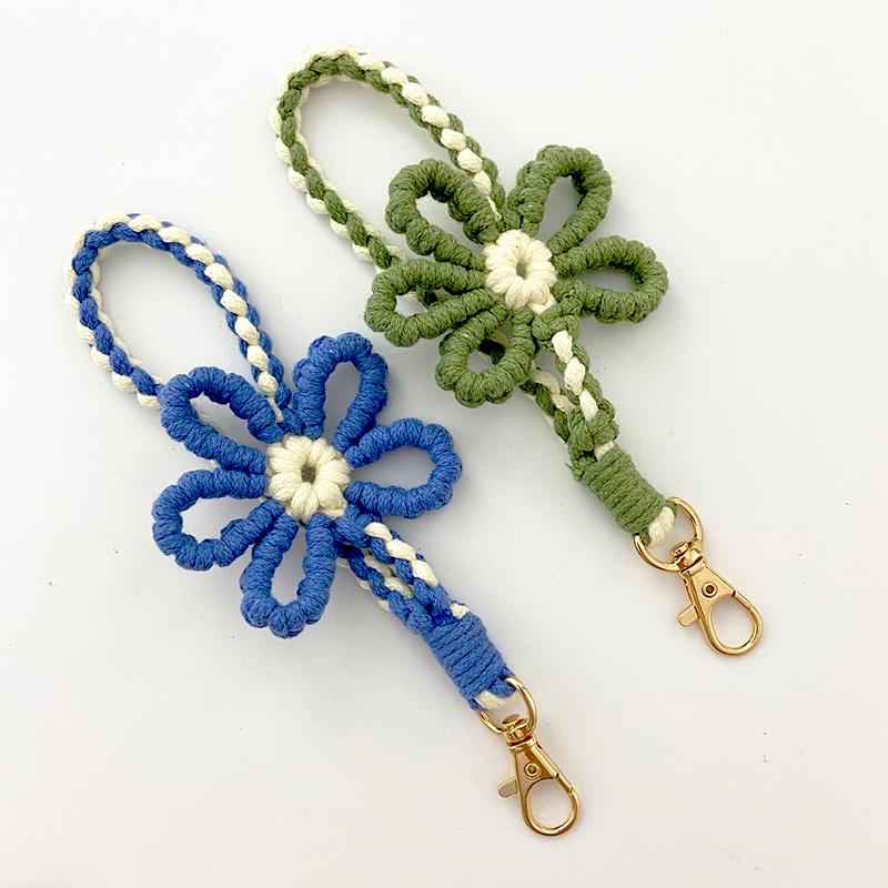 1PC Knitted Wristlet Bohemian Style Handwoven Lanyard Gift Accessories Key Ring Purse Bracelet Phone Charm Bag Pendant