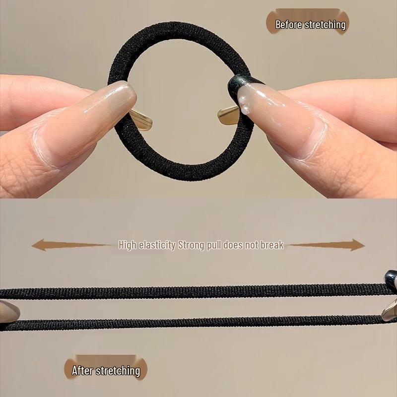 20-Pack Black Seamless Elastic Hair Ties for Women - Durable, Hair-Friendly Rubber Bands