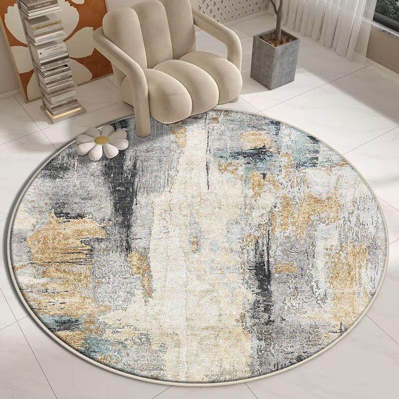 Light Luxury Round Carpets for Living Room Modern Minimalist Bedroom Decor Carpet Large Area Study Rug Thick Anti-slip Floor Mat