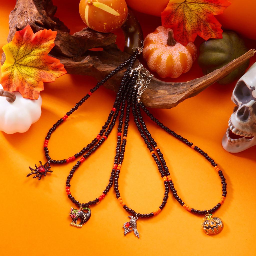 Halloween Gothic Spider Web Pendant Necklace With Rhinestones For Men And Women